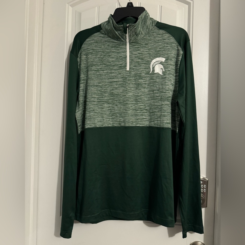 Great Captivating men's size M green 1/4 zip Michigan Stare Spartans shirt